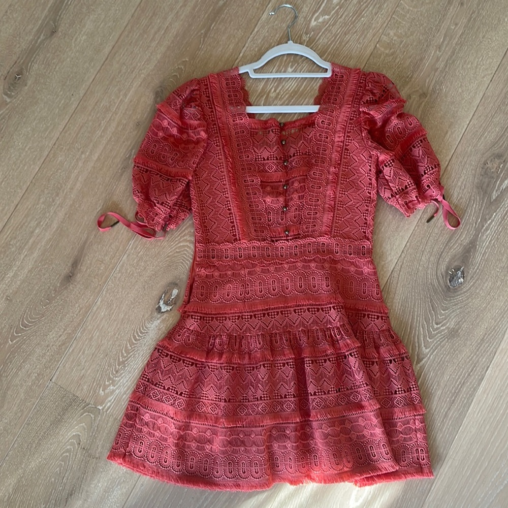 Saylor Coral Lace Dress